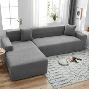 housse de canapé dangle jacquard grise