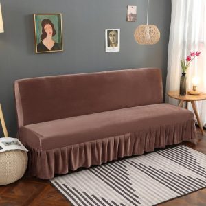 housse de canapé clic clac et bz velours marron