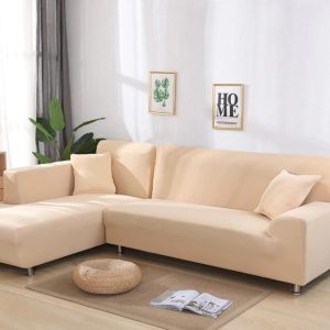 housse de canapé d'angle beige