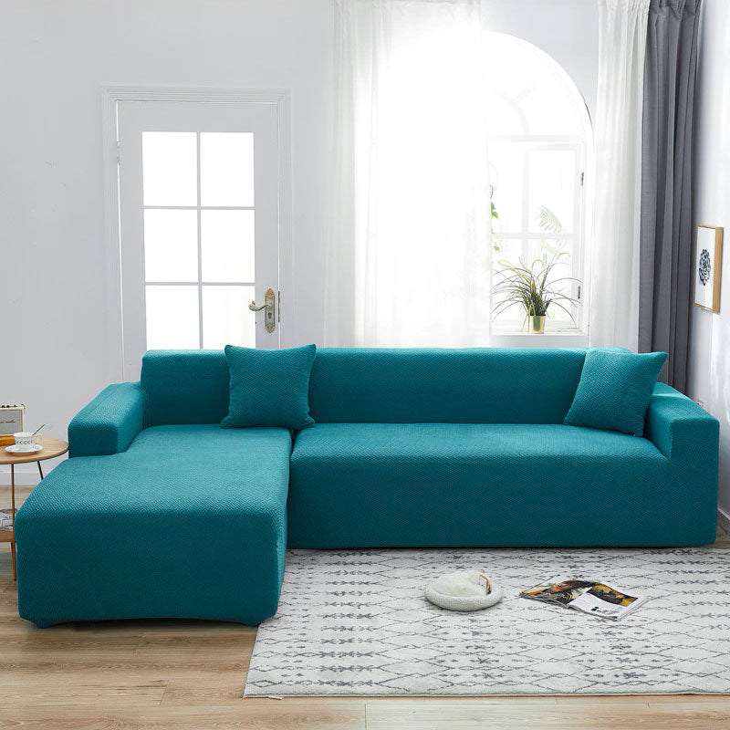housse jacquard bleu canard