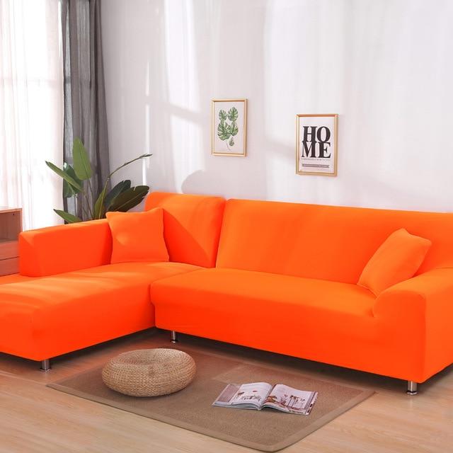 housse de canapé d'angle orange