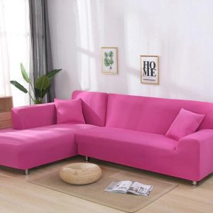 housse de canapé d'angle rose