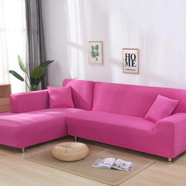 housse de canapé d'angle rose