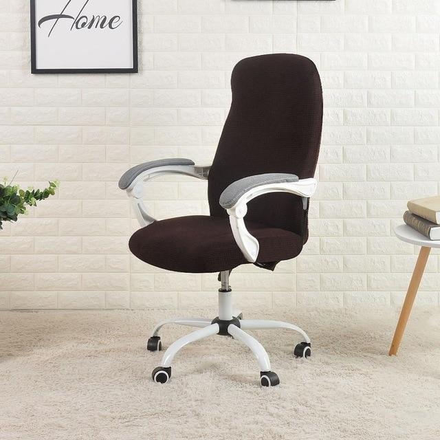 housse de chaise de bureau jacquard marron foncé