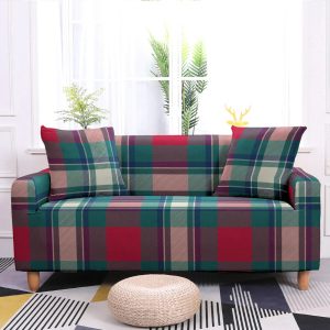 housse de canapé tartan vert et rouge