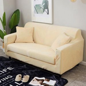 housse de canapé beige velours