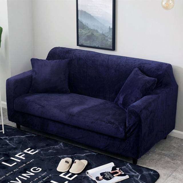housse de canapé bleu marine velours