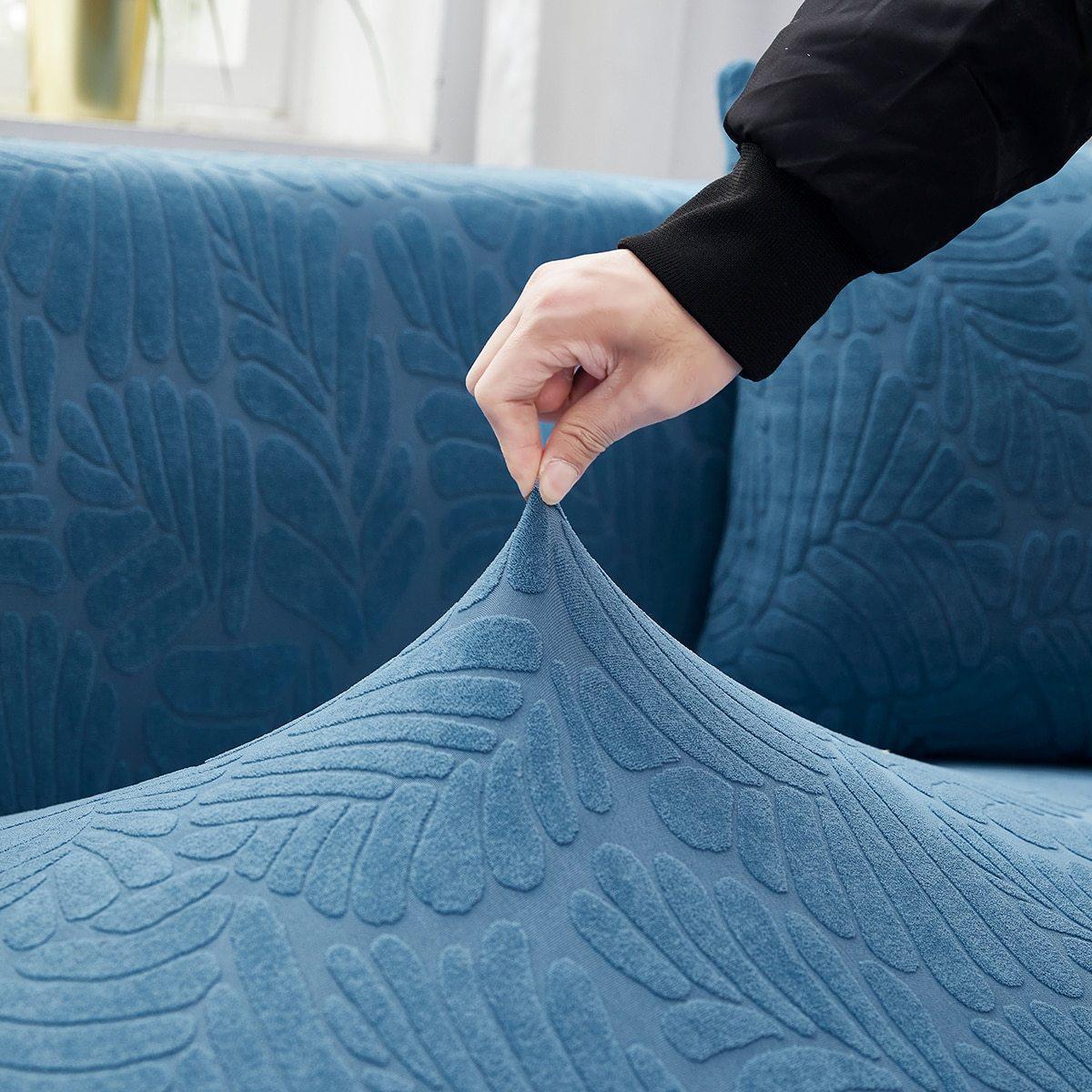 housse canapé angle velours bleu