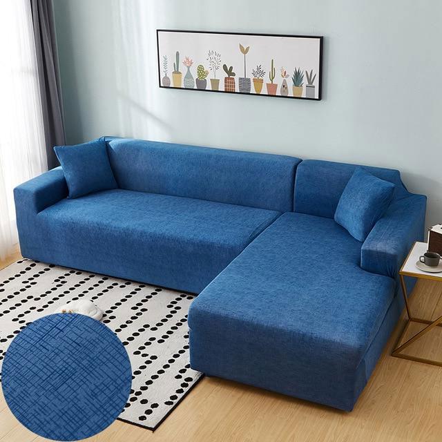 housse de canapé d'angle extensible bleu