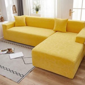 housse canapé d'angle velours jaune