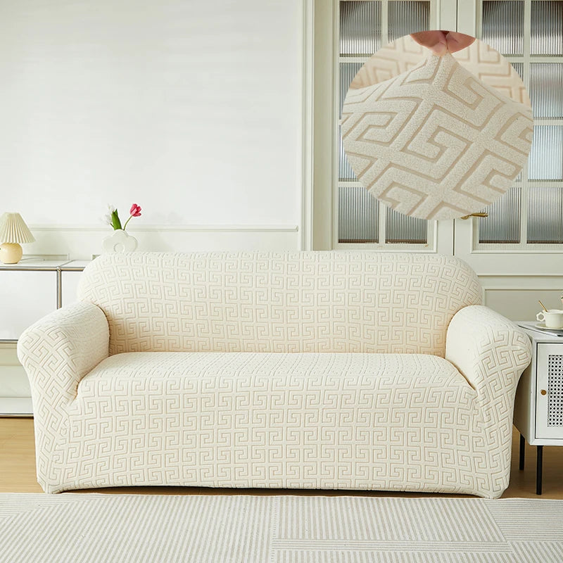 Canapé modernisé avec housse Jacquard