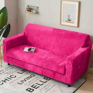 housse de canapé rose fuchsia velours