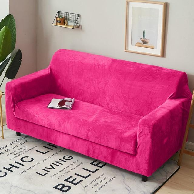 housse de canapé rose fuchsia velours