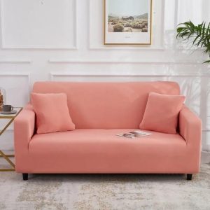 housse de canapé rose poudré