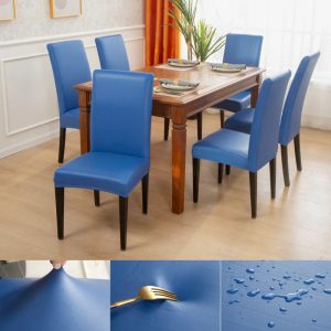 Housse de Chaise PU Cuir Bleu