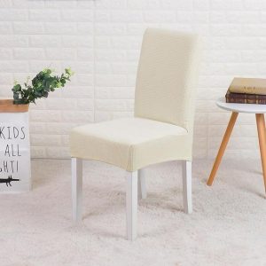 housse de chaise jacquard blanche