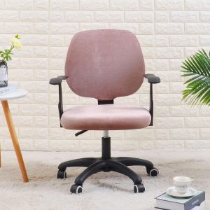 housse de chaise bureau velours rose