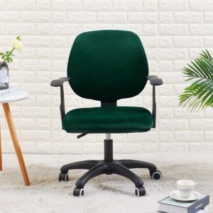 housse chaise bureau velours vert foncé