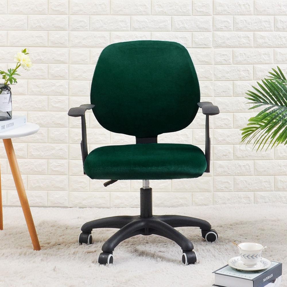 housse chaise bureau velours vert foncé