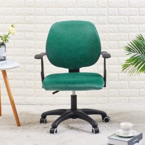 housse de chaise de bureau en velours vert