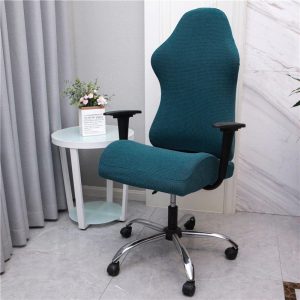 housse de chaise gamer jacquard bleu canard
