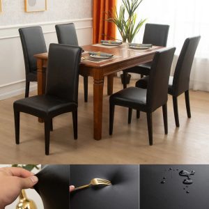 housse de chaise PU cuir noir