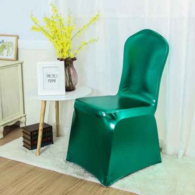 Housse de Chaise de Mariage Vert Métallique
