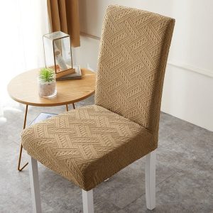 housse de chaise jacquard marron