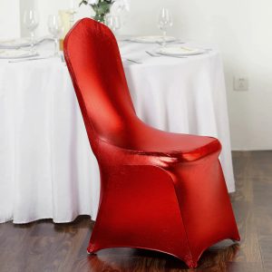 housse de chaise mariage rouge métallique