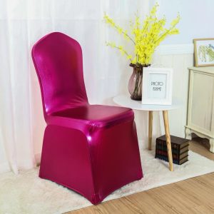 housse de chaise rose métallique