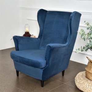 housse de fauteuil crapaud velours bleu