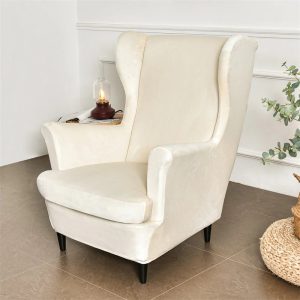 housse de fauteuil crapaud velours crème