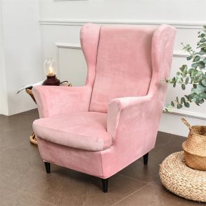 housse de fauteuil crapaud velours rose