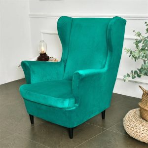 housse fauteuil velours vert