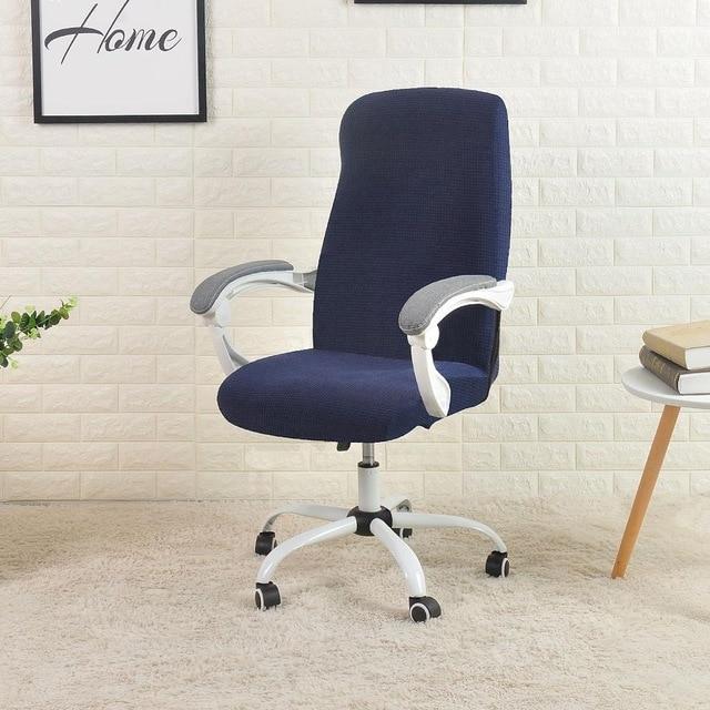 housse de chaise de bureau Jacquard bleu marine