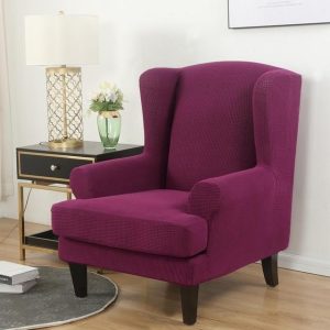 housse magenta pour fauteuil crapaud jacquard