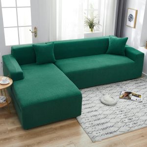 Housse Pour Canapé D'Angle Jacquard Verte
