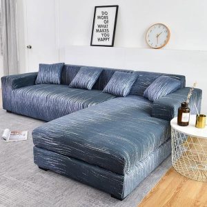 housse de canapé d'angle extensible azur