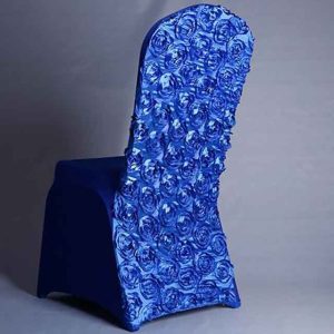 Housse de Chaise de Mariage Fleurs Bleu