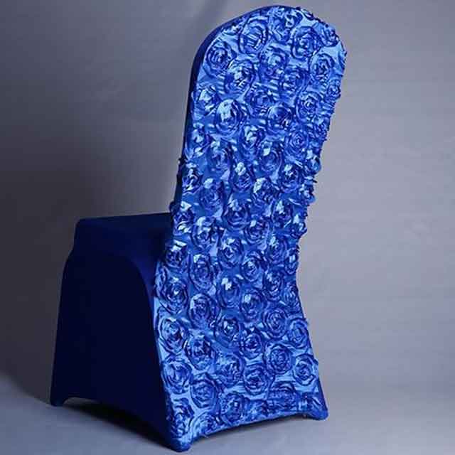Housse de Chaise de Mariage Fleurs Bleu