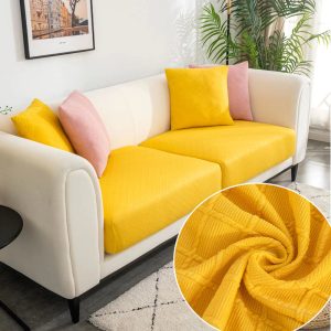 Housse Pour Coussin d'Assise de Canapé Jaune
