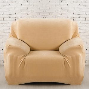 housse pour fauteuil club velours beige
