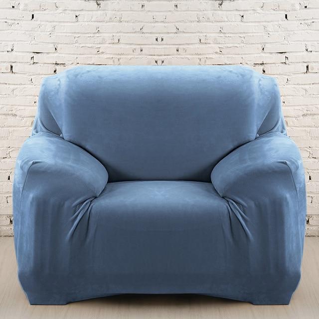 housse fauteuil club velours bleu