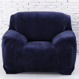housse en velours bleu pour fauteuil club