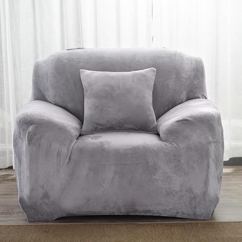housse pour fauteuil club velours gris