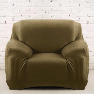 housse pour fauteuil club velours kaki