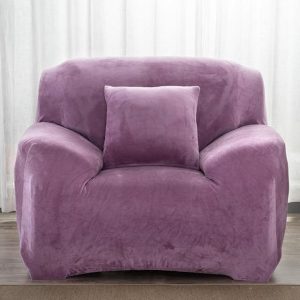 housse pour fauteuil club velours mauve