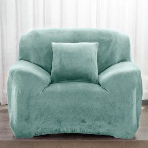 housse pour fauteuil club velours turquoise