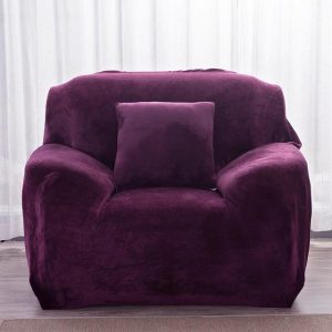 housse fauteuil club velours violet