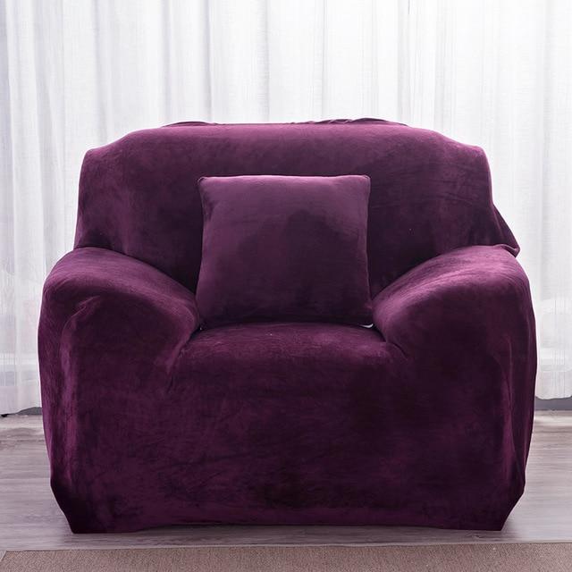 housse fauteuil club velours violet